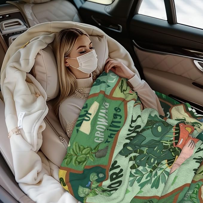 LNKRFRPA Plant Gifts Blanket, Plant Lover Gifts for Women/Lady/Mom, Gardening Gift for Woman, Garden Gift for Mom Grandma, Gifts for Gardeners Woman Blanket 60"x50"