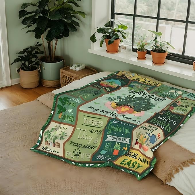 LNKRFRPA Plant Gifts Blanket, Plant Lover Gifts for Women/Lady/Mom, Gardening Gift for Woman, Garden Gift for Mom Grandma, Gifts for Gardeners Woman Blanket 60"x50"