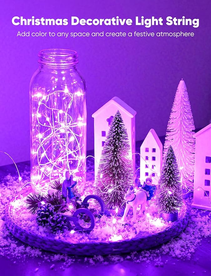 Minetom 12 Pack Fairy Lights Battery Operated String Lights 8 Modes, 7ft 20LED 6 Colors Waterproof Silver Wire Twinkle Lights, Firefly Starry Moon Lights for Mason Jars DIY Christmas Wedding Party