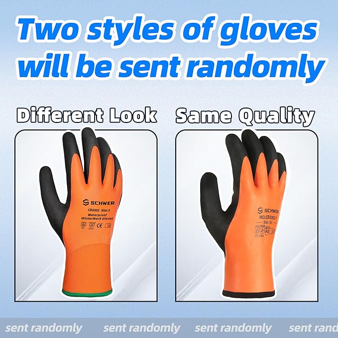 Schwer 100% Waterproof Winter Work Gloves, ANSI A2 Cut Resistant Freezer Gloves for Outdoor Cold Weather Keep Hands Warm, Thermal Insulated Gloves for Shoveling Snow, Ice Fishing, Super Grip, XL