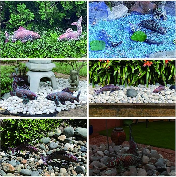 Metal Koi Fish Statues Garden Decor Antique Copper Koi Outdoor Sculptures & Statues for Patio,Backyard,Pond,Home Decoration,Metal Fish Stakes for Outside,Gardening Gift for Mom Grandma,Set of 3