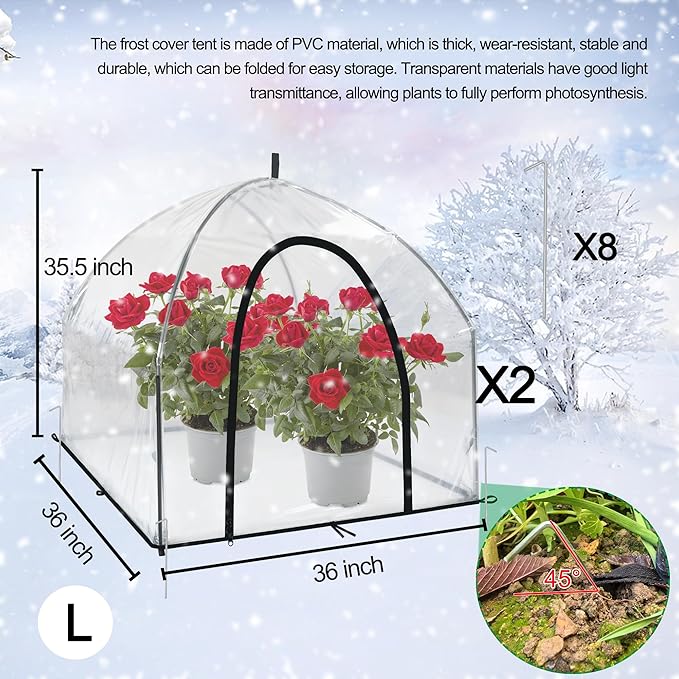 36″*36″*35.5″, Mini Greenhouse Winter Plant Warm Covers - Raised Bed Cover for Seed Starting, Warm Tent Freeze Protection Humidity Domes for Gardening & Winter Shelter and Protecting Plants, 2pcs