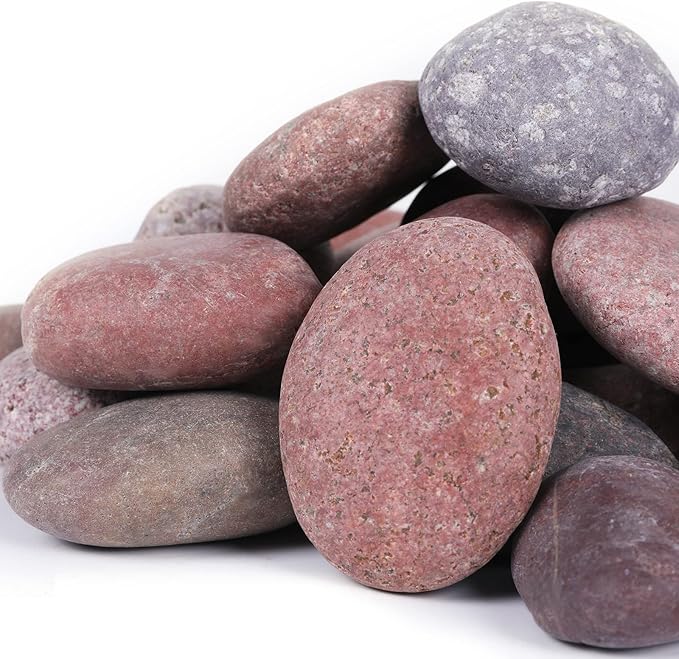 Ausluru 20LB Smooth Pebbles River Rocks for Landscaping, 100% Natural Hand-Picked Premium Decorative Pebbles, Ideal for Garden Landscaping, Home Decor, Aquariums, Painting, Crafting and Gifts, Red …