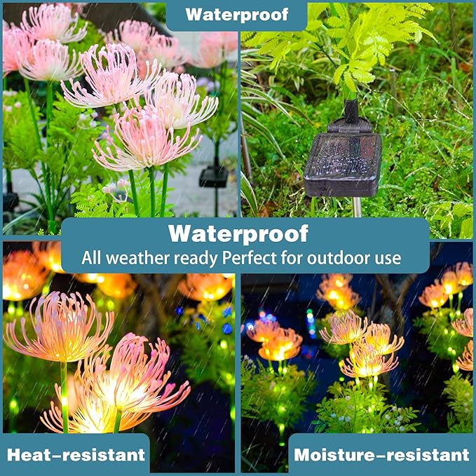 DooYard Solar Garden Lights, Solar Flowers Lights with Glowing Flowers & Stems, Upgraded Solar Panel, Outdoor Lights for Garden Decoration,Yard Decor and Gift for Mother (4 Pack)