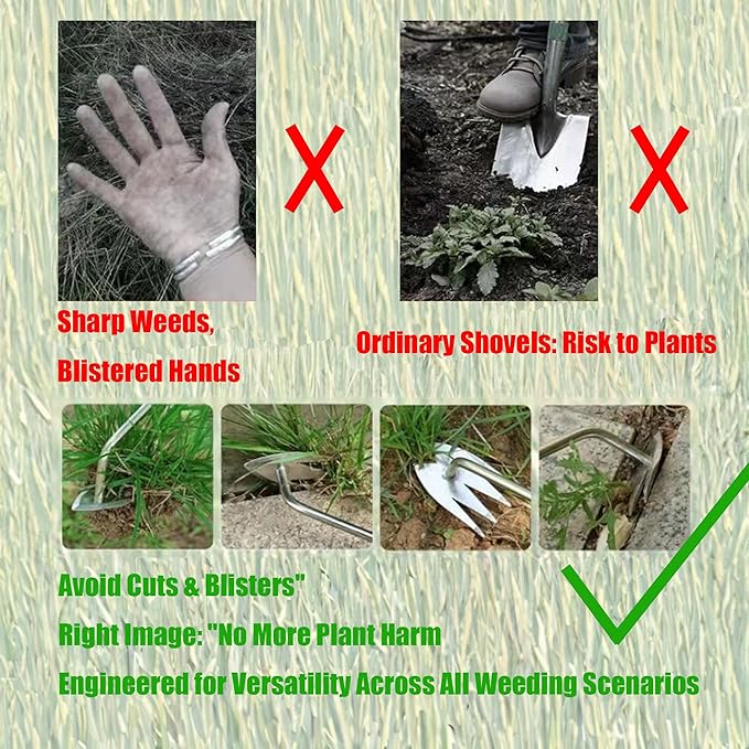 BUT FLY Hand Weed Puller Dual-Action 4-Claw Weeder with Ergonomic Grip Garden Tool for Efficient Root Removal Precision Weed Extraction Ideal for Garden Enthusiasts