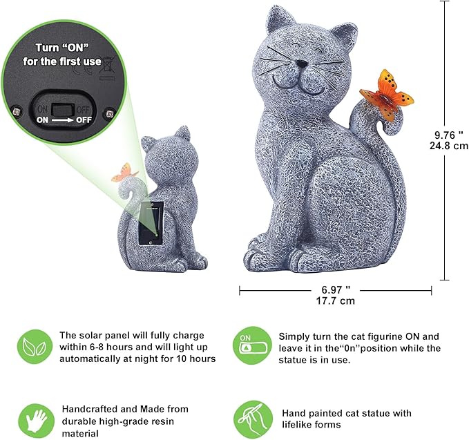 Nacome Cat Outdoor Statues for Garden: Outside Decor with Butterfly Clearance for Yard Art Lawn Ornaments Porch Patio Balcony Home House for Grandma Mom Women