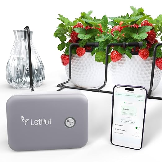 LetPot Automatic Watering System for Potted Plants, Wi-Fi Drip Irrigation Kit System, Smart Plant Watering Devices for Indoor Outdoor（Grey）