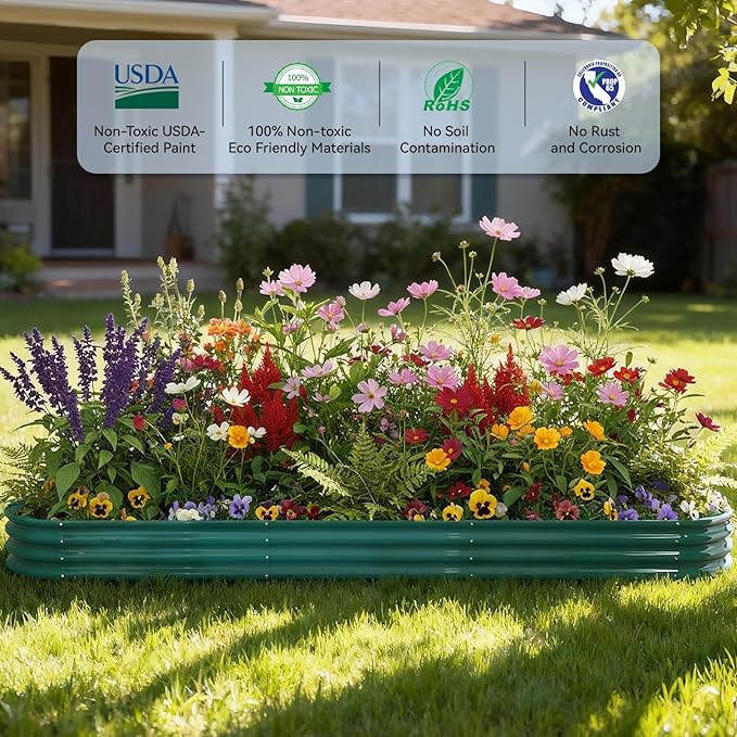 Galvanized Raised Garden Beds for Outdoor,12x2x1ft Metal Planter Box Kit for Vegetables, Flowers, Herbs, Large Elevated Gardening Bed with High Yield, Rust-Resistant Steel Panels, Easy Assembly
