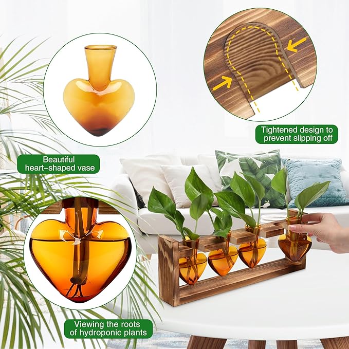 CYZglass Plant Propagation Stations Heart Plant Terrarium Kit Gift for Women Plant Lover Glass Vases