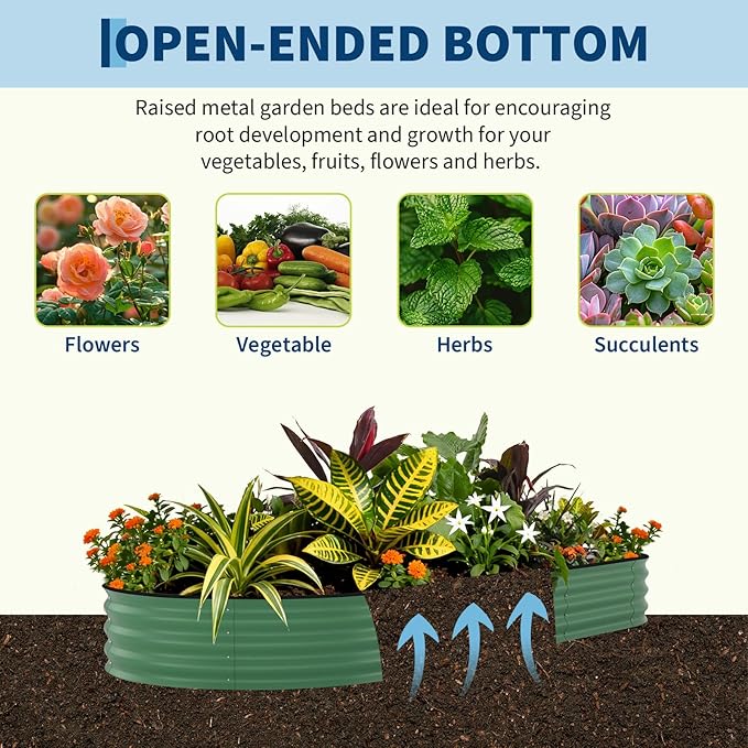 Galvanized Raised Garden Bed Outdoor, 8x4x1.5 ft Metal Planter Box for Flowers Herbs Vegetables, Rust-Resistant Raised Garden Beds for Gardening, Easy Assembly Outdoor Garden Box & Planters, Green