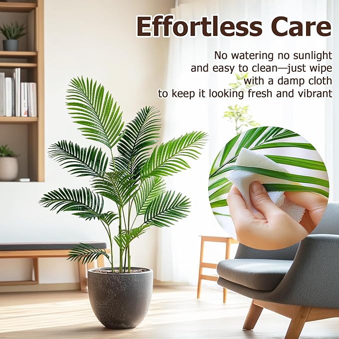 5FT Artificial Areca Palm Tree-Lifelike Palm Plant,Faux Tropical Areca Floor Plant Tall Faux Silk Large Artificial Plants for Indoor Home Living Room Corner Decor（No Planter）