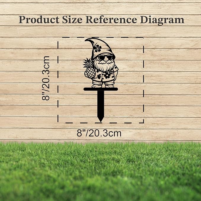 Magilab Personalized Iron Yard Stake - Christmas Cute Gnome Dwarves Decor, 8-Inch Black Metal Garden Sign for Outdoor (Style I)
