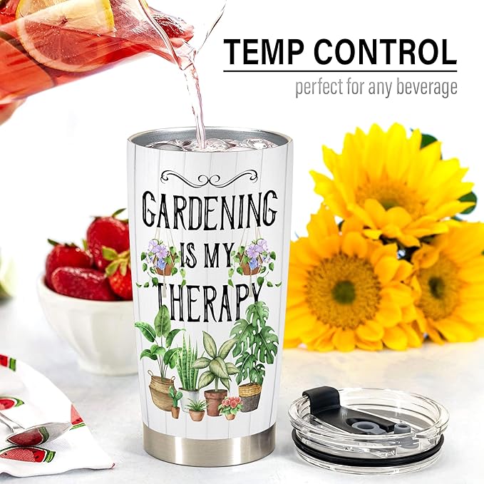 HOMISBES Gardening Gifts for Women, Funny Gardener Gifts Travel Mug, Plant Lady Tumblers 20oz