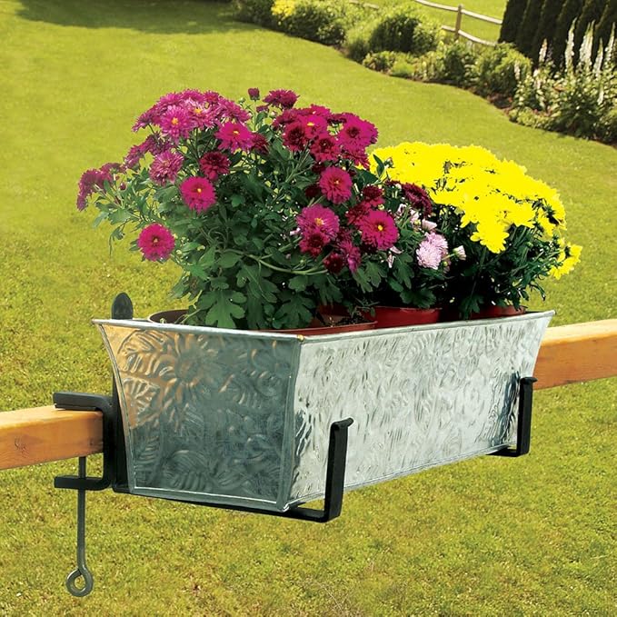 Achla Designs SFB-02C, 8 inch Railing clamp Window Flower Box Brackets, Black