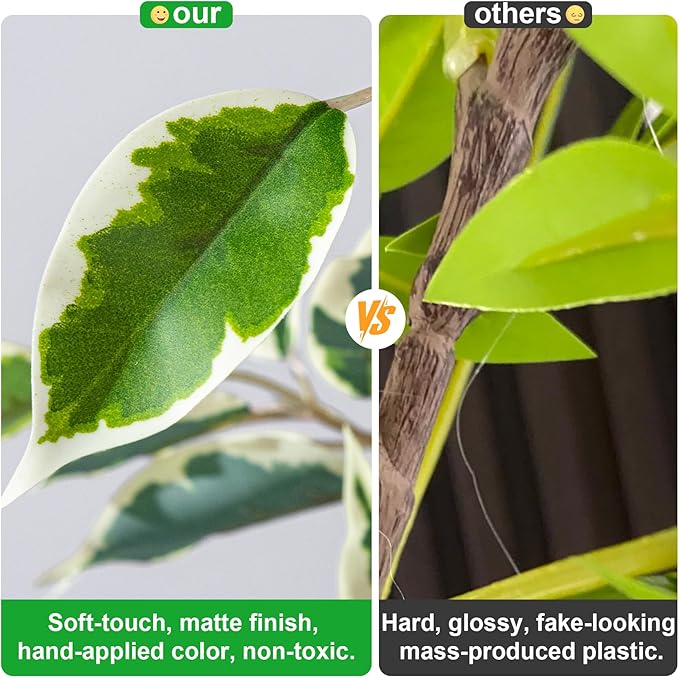 8FT Artificial Ficus Trees Indoor Faux Trees Indoor Fake Floor Plants Tall Artificial Tree with White Pot Faux Tree Fake Indoor Tree Silk Plants Artificial Trees for Home Decor Indoor