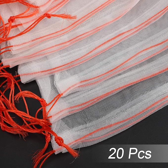 Mesh Fruit Tree Bags, 20 Pack 27 x 19 Inch Plants Protection Netting with Drawstring, Insect Bird Bug Barrier Net Cover for Garden Flower Bananas Vegetables Fruits Tree Shrub