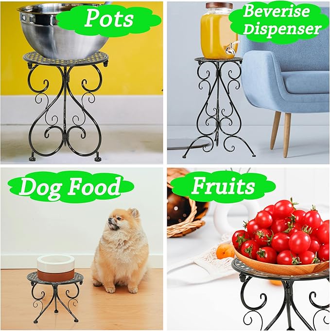 NAKUPE 4-Pack Metal Plant Stand for Indoor Outdoor, Heavy Duty Flower Pot Stands for Multiple Plants, Rustproof Iron Planter Holder Display Shelf for Patio Home Garden Porch Balcony(Black)