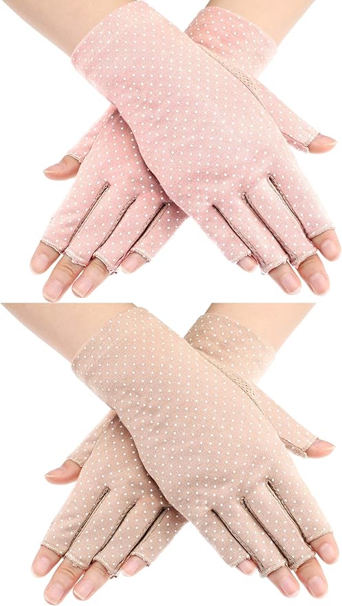 Maxdot Sun Gloves for Women UV Protection Fingerless Non Slip Sunscreen Driving Gloves for Summer Outdoor