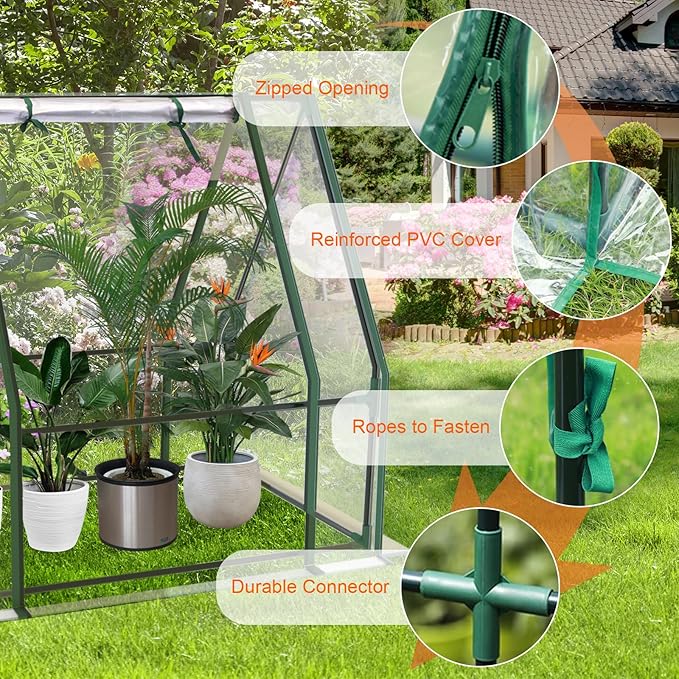 Mini Greenhouse, Portable 3x3x3ft Greenhouses for Outdoors Indoors Plants, Tabletop Small Green House with Roll-up Zipper Windows, Thickened PVC Cover for Outside