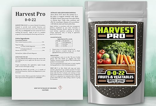 Fertilizer Commerical Grade | Harvest Pro 0-0-22 | 1 Pound | Custom Professional Mix Blend | Potassium & Magnesium for Fruit, Citrus & Vegetable Plants | Support Bud Development, Flowering & Fruit