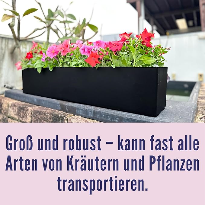 LaLaGreen Planter Boxes Outdoor (40 Inch, 1 Pack) Large Rectangular Self Watering System, Black Window Flower Boxes with Bracket Vertical Plant Container Wall Mount Indoor Succulent Herb Garden Home
