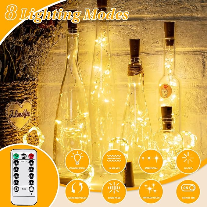 3 Pack Total 60FT 180LED Fairy Lights Battery Operated with Rmote, Waterproof Twinkle Lights with Timer Indoor Outdoor, Cuttable String Light for Bedroom, Classroom, Wedding, DIY, Christmas Decor