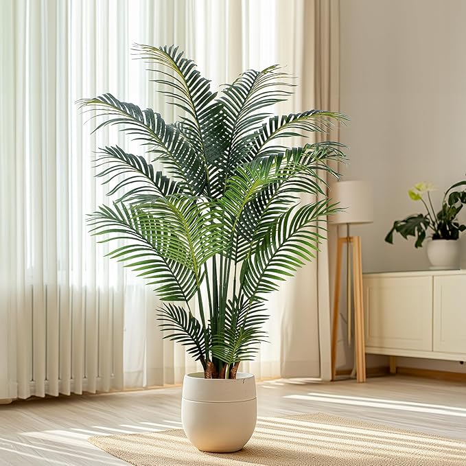 Yepdin Artificial Tropical Palm Plant - 5 Ft Artificial Tree with Plastic Pot for Office and Home Decor, Tall Faux Plants for Indoors and Outdoors, Artificial Silk Palm Housewarming Gift,K150