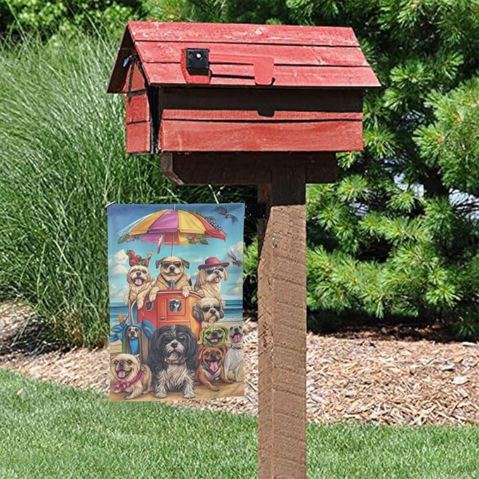Animals In Beach Garden Flag 12x18 Inch Double Sided All-Weather Polyester Outdoor Flag For Patio Lawn Yard And Garden Welcome Decor