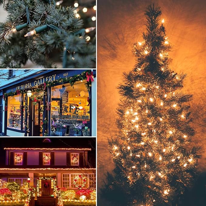 Brightown 2 Pack Each 50 Count 12 Feet Clear Christmas Mini Lights - Green Wire Incandescent Bulb Mini String Lights for Indoor Holiday Xmas Tree Garland Birthday Wedding Party Festival Decoration