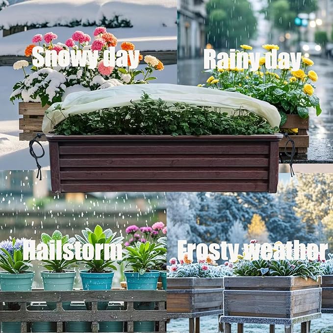 EJW Planter Cover, Plant Covers Freeze Protection,4 Pack 59"*17.7"x15.7" Planter Covers for Winter, Frost Cloths for Outdoor Plants, Raised Bed Covers for Winter.