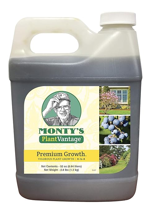 PlantVantage Premium Growth Liquid Plant Food - Liquid Fertilizer for Stronger Stems & Larger Leaves, NPK Fertilizer (8-16-8) with Zinc & Iron, Foliar Spray for Trees, Shrubs & Flower Boost, 32 oz