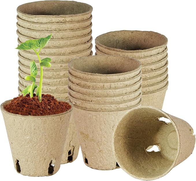 DESKEMAI Peat Pots, Biodegradable Pots for Seedlings with Drain Holes, Garden Plant Nursery Pots for Plants, Vegetables,Fruits and Herb (26)