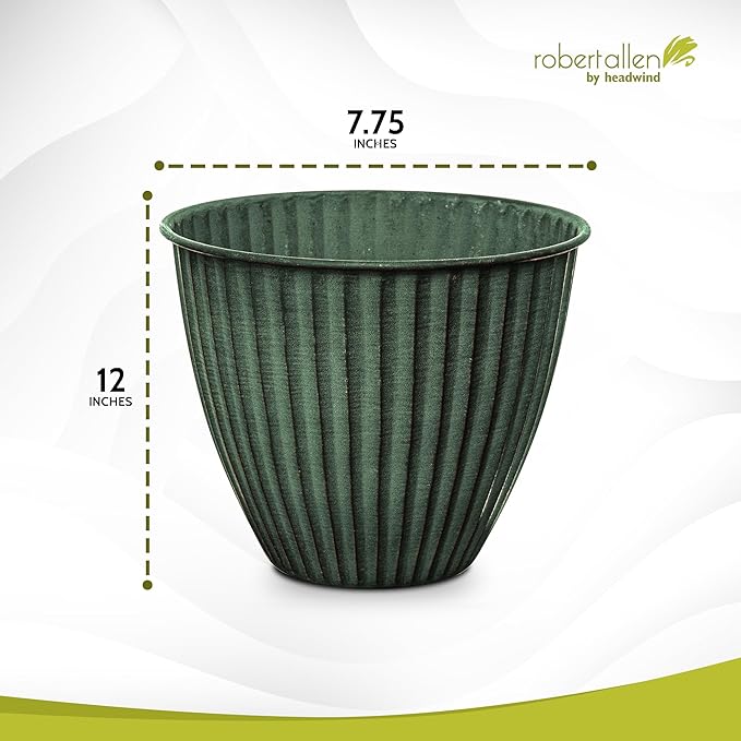 Headwind Monroe Natural Ironstone Collection - 12 Inch Cirrus Light Gray Plant Pot – for Succulent Pots, Flower Pot, Planters for Indoor Plants & Outdoor Planter Pots for Plants by Robert Allen