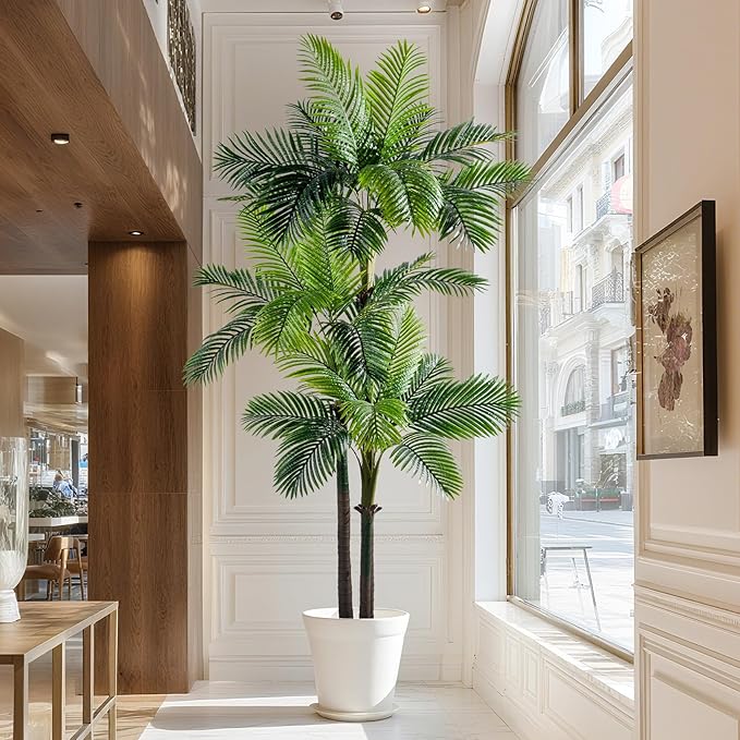 Erimda 9.1FT Artificial Phoenix Palm Tree Artificial Plants Indoor Outdoor Large Faux Coconut Silk Palm Tree Tropical Fake Tree Faux Sago Palm Plant for Modern Farmhouse Yard Outside Patio Poolside