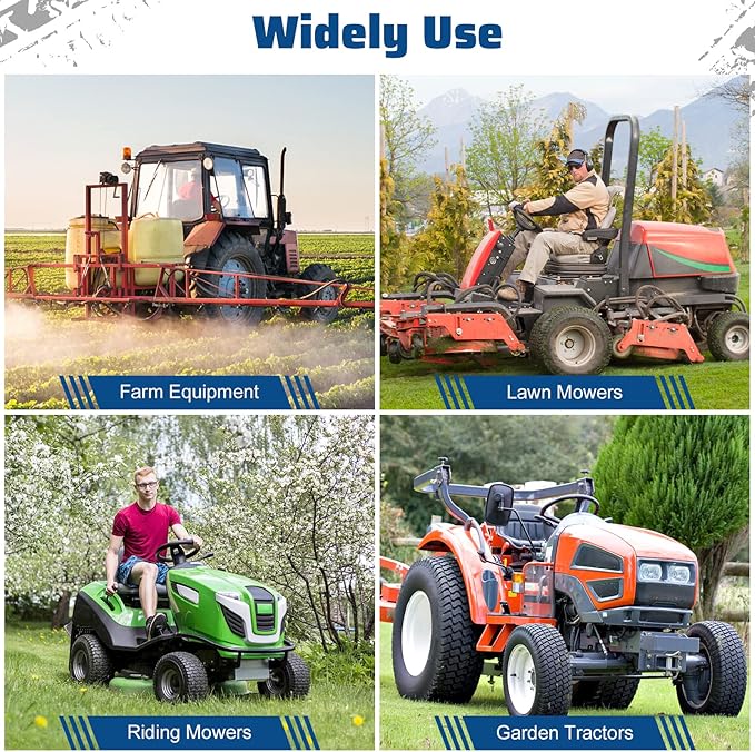 13x5.00-6 ILONPA 2PCS Flat Free Smooth Tire w/Steel Wheel Fits Deck 36"-46" Residential Riding Lawn Mower & Garden Tractor- Hub 3.25"-5.9" (Adjustable via Spacers), Bore ID 3/4" 135006