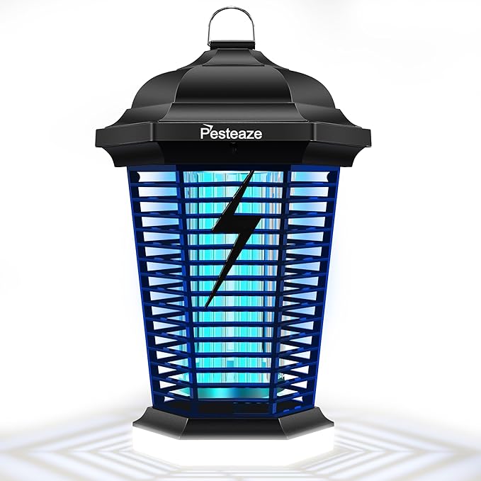 Bug Zapper Outdoor with LED Light, 5600V Electric Fly Zapper, Plug-in Mosquito Killer, 3 Prong Plug, Mosquito Zapper, Fly Traps, Flying Insects Zapper Indoor Outdoor, ABS Plastic