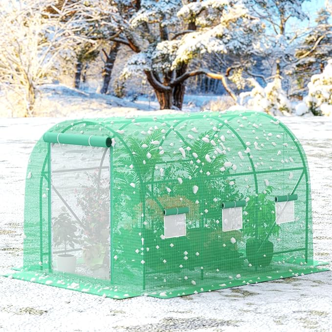 10x10x7 ft Greenhouse, Outdoor Walk-in GreenHouses with Screen Windows and Dual Zippered Door, Portable Waterproof Green Houses Tent for Outside Heavy Duty with Reinforced Frame #2