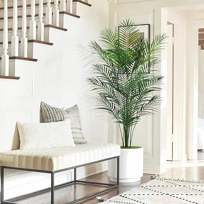 Artificial Palm Tree Outdoor 6ft, Large Fake Tropical Areca Palm Tree with 18 Trunks, Tall Faux Floor Plants for Indoor Outdoor-Living Rooms, Offices, Bedroom Home Decor