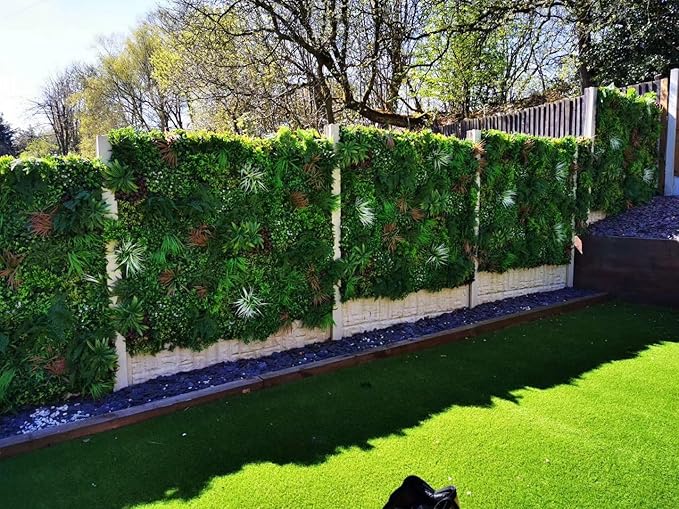 ULAND Artificial Plant Wall Panels, 1pc 40"x40" Greenery Grass Wall Backdrop Decoration, Faux Ivy Leaves Outdoor Privacy Fence Covering