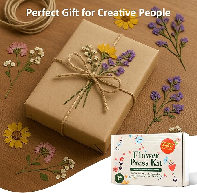 MeRGBWLife Large Flower Press Kit for Adults – 10.8"x6.9" Wooden 6-Layer Flower Press for Pressed Flowers, Herbs & Leaves, DIY Flower Preservation for Bookmarks, Weddings, and Craft Projects
