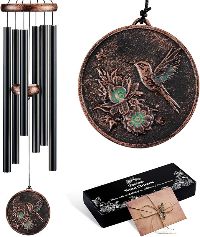Gabzart Wind Chimes for Outside, Vintage Hummingbird Deep Tone Wind Chime Outdoor Clearance, Patio Porch Balcony Decoration, Garden Hanging Decor Gifts for Women Mom Grandma (34" Hummingbird)