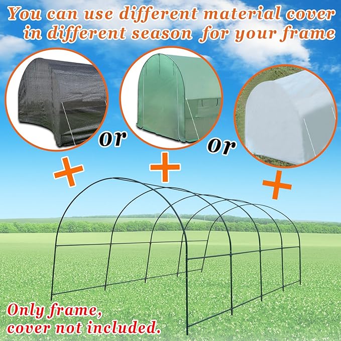 Strong Camel Greenhouse Replacement Frame for 16' X 7' X 7' Larger Hot Garden House , Support Arch Frame Climbing Plants/Flowers/Vegetables