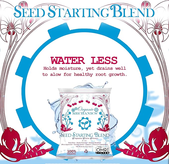 Organic Mechanics Seed Starting Potting Soil Blend, 16 Quarts – Provides Optimal Seed Germination with Coconut Coir, Aged Pine Bark, Rice Hulls, and Worm Castings – Peat-Free & Eco-Friendly
