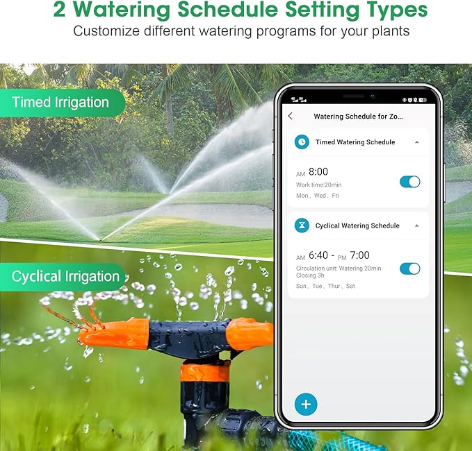 Irrigation System Controller,Smart Water Timer with 2 Outlet,for Lawns, Dark Gray-Brass Inlet & Plastics Outlet (2-Outlet)