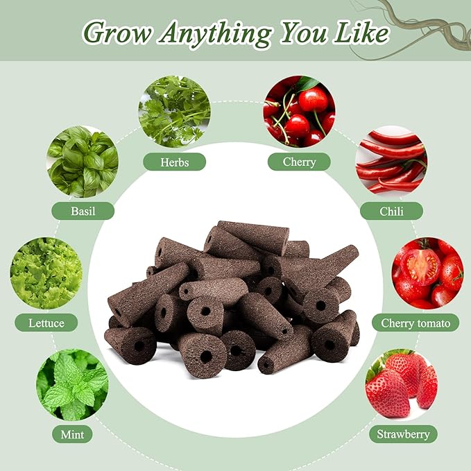 133-Pack Hydroponic Grow Sponges kit - Replacement Seed Starter Pods Compatible with AeroGarden - Boost Root Growth - Ideal for Indoor Gardening - Includes 12 Tags & 1 Tweezer (133pack)