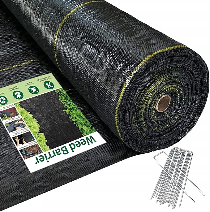 Sunocity 3ft x300ft Pro Black Weed Barrier, 6oz Premium Landscape Fabric-Heavy Duty Woven Ground Cloth with Superior Permeability Weed Control Convenient Design