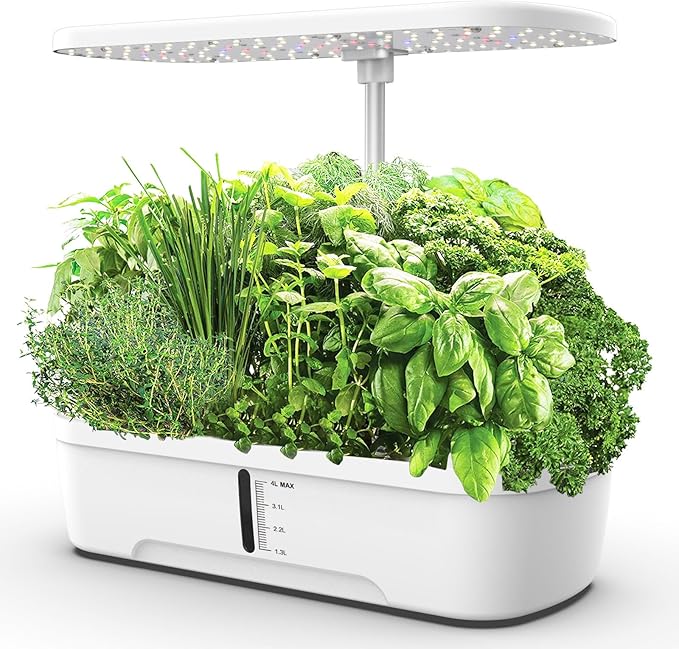 Hydroponics Growing System Indoor Garden,12 Pods Indoor Gardening System with LED Grow Light, Height Adjustable, Plants Germination Kit, Hydroponic Planter Fresh Harvest (White)