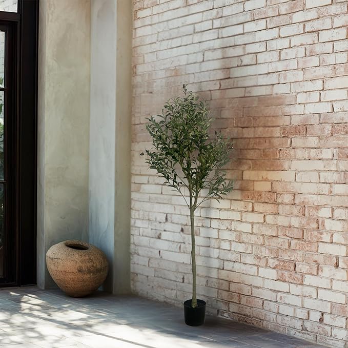 XBrand 59.1-Inches Artificial Olive Tree in Pot for Indoor Outdoor Home Office Store, Great Housewarming Gift
