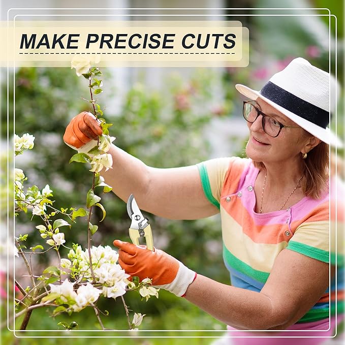 Chumia 6 Pcs Garden Pruning Shears Flower Shears Handheld Heavy Duty Garden Scissors Stainless Steel Clippers for Cutting Flowers, Trimming Plants Bypass, Fruits Trees, Pruning Snips, Gardening Gifts