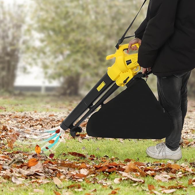 Powerful Electric Leaf Blower Vacuum 2-in-1, Corded High-Performance Yard Blower with Blowing & Vacuum Modes, Lightweight Design for Fast Lawn, Patio, Driveway and Garage Cleaning